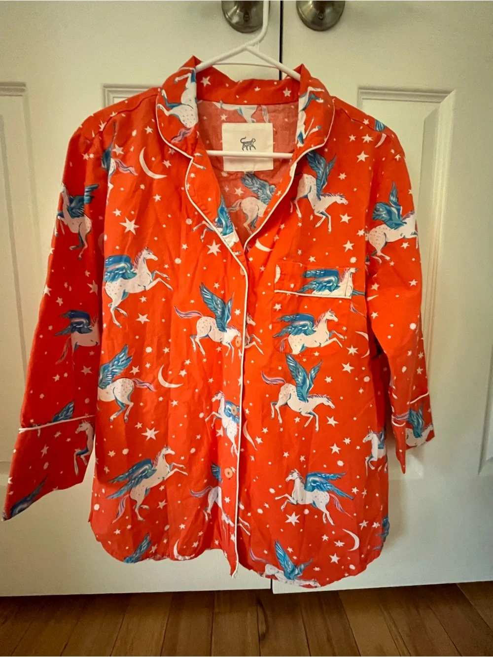 Printfresh Pegasus Organic Cotton Pajama Top – XS – Orange Coral Color